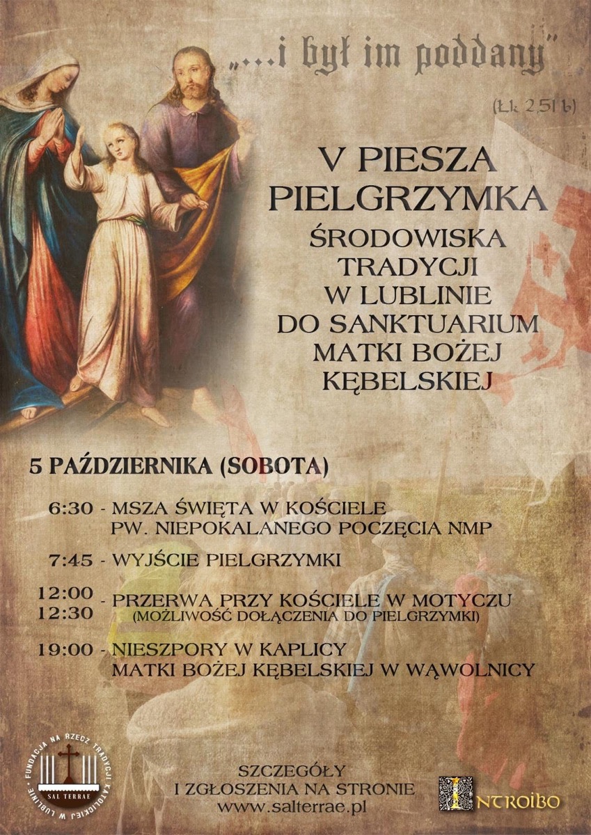 Plakat V Pieszej Pielgrzymki Środowiska Tradycji w Lublinie do Sanktuarium Matki Bożej Kębelskiej